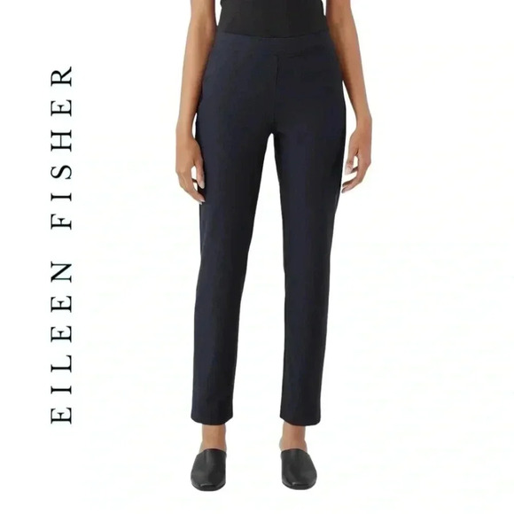 1671. EILEEN FISHER STRETCHY ANKLE PANTS SIZE 29 BLACK IN COLOR‎ CREPE MATERIAL - Picture 1 of 10